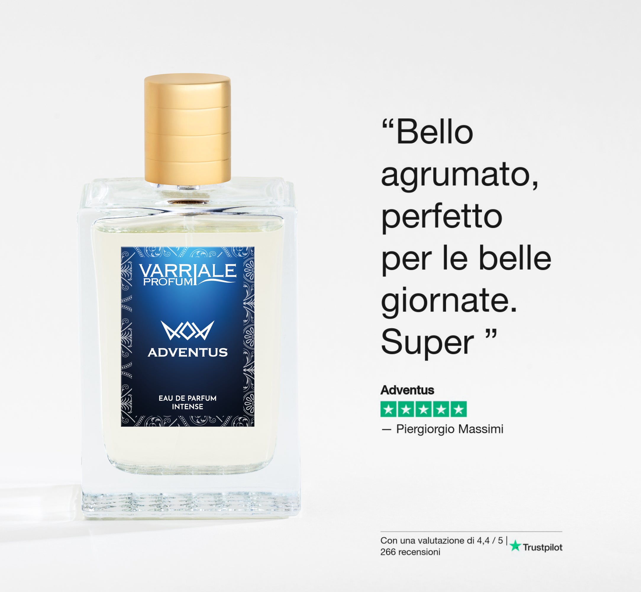 Adventus fragranza fresca e avvolgente con note di agrumi, ideale per uno stile elegante e deciso.